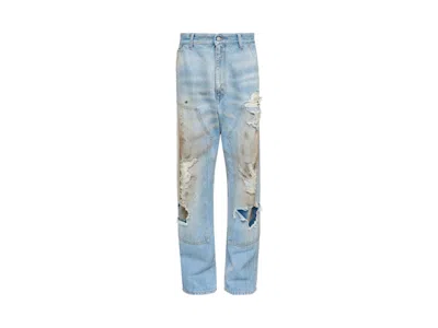 Pre-owned Mm6 Maison Margiela Women's Mm6 5 Pocket Pants In Medium Blue