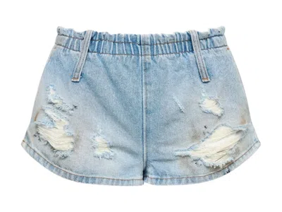 Pre-owned Mm6 Maison Margiela Women's Mm6 Denim Shorts In Medium Blue