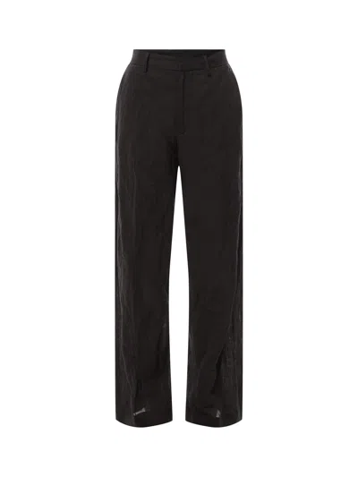 Mm6 Maison Margiela Black Crinkled Metallic Tailoring Trousers In 900 Black