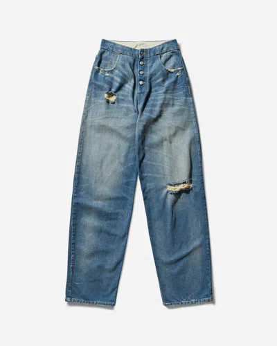 Mm6 Maison Margiela Women S Loose-fit Distressed Denim Trousers Medium In Blue