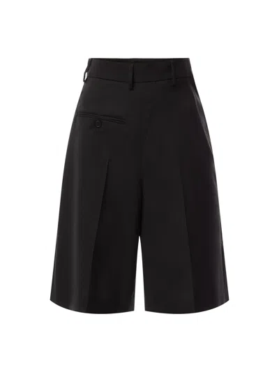 Mm6 Maison Margiela Black Tailoring Wool Canvas Twisted Shorts In 900 Black