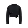 Mm6 Maison Margiela Mm6 By Maison Margiela Cropped Distressed Sweater With High Neck In Black