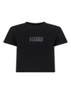 Mm6 Maison Margiela Black Jersey Cropped Numeric Signature T-shirt In Black