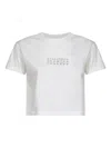 Mm6 Maison Margiela White Jersey Cropped Numeric Signature T-shirt In White