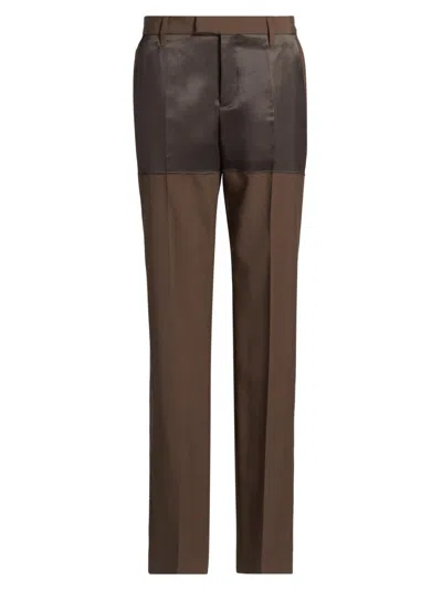 Mm6 Maison Margiela Two-tone Design Trousers Featuring Back Pocket In Brown