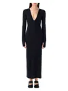 Mm6 Maison Margiela V-neck Long Dress In Black