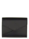 Mm6 Maison Margiela Mm6 By Maison Margiela Structured Black Leather Wallet With Embossed Logo In Black