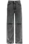Mm6 Maison Margiela Distressed Cotton Jeans For Women In Grey