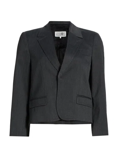 Mm6 Maison Margiela Women's Wool-blend Crop Blazer In Multi