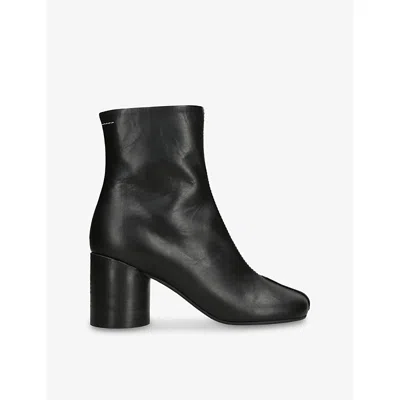 MM6 MAISON MARGIELA WOMENS BLACK ANATOMIC 70 LEATHER HEELED ANKLE BOOTS EUR 36 / 3 UK