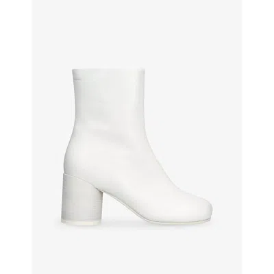 MM6 MAISON MARGIELA WOMENS WHITE ANATOMIC FAUX-LEATHER HEELED ANKLE BOOTS EUR 36 / 3 UK