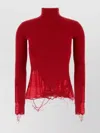 Mm6 Maison Margiela Wool And Acrylic Sweater With Distressed Hem In Red