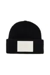 MM6 MAISON MARGIELA "WOOL BEANIE HAT WITH LARGE LOGO PATCH"