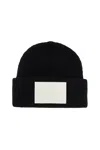 Mm6 Maison Margiela "wool Beanie Hat With Large Logo Patch" In Black (black)