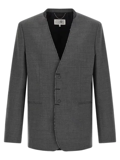 Mm6 Maison Margiela Wool Blazer Single Breasted Long Sleeves In Gray