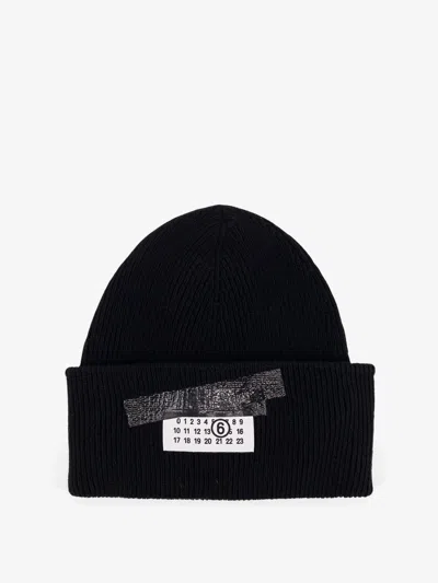 Mm6 Maison Margiela Wool Blend Beanie Hat In Black
