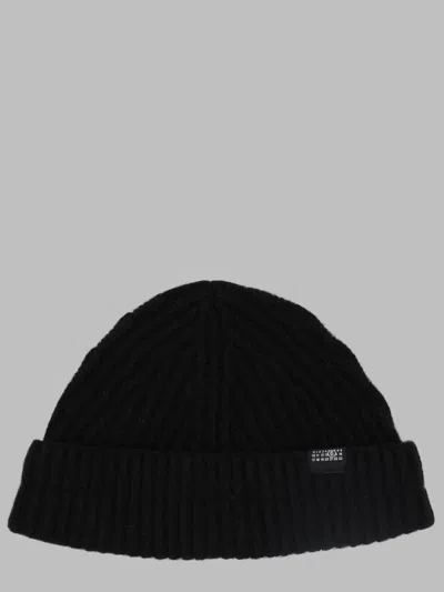 Mm6 Maison Margiela Wool Blend Beanie Hat In Black