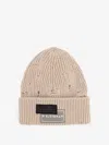 Mm6 Maison Margiela Wool Blend Beanie Hat With Distressed Effect In Sand