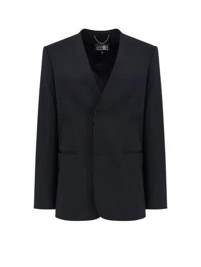 Mm6 Maison Margiela Wool Blend Blazer In Black