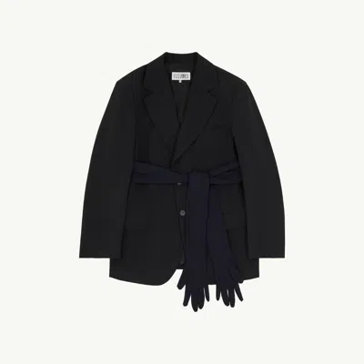 Mm6 Maison Margiela Wool-blend Blazer With Gloves In Black