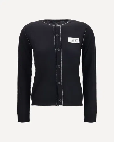 Mm6 Maison Margiela Wool Blend Button Cardigan In Black