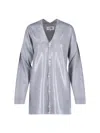Mm6 Maison Margiela Gray Plastified Knit Cardigan In Gray