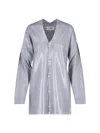 Mm6 Maison Margiela Gray Plastified Knit Cardigan In Gray