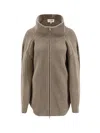 Mm6 Maison Margiela Textured Knit Cardigan High Collar In Brown