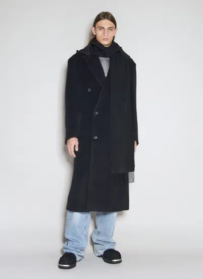 Mm6 Maison Margiela Wool-blend Coat With Detachable Snood In Blue