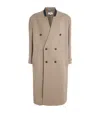 Mm6 Maison Margiela Numbers-appliqué Double-breasted Coat In Beige