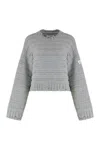 Mm6 Maison Margiela Mm6 By Maison Margiela Cropped Grey Crewneck Sweater In Gray