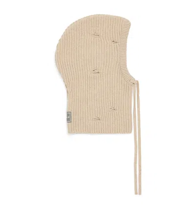 Mm6 Maison Margiela Wool-blend Distressed Balaclava In Beige