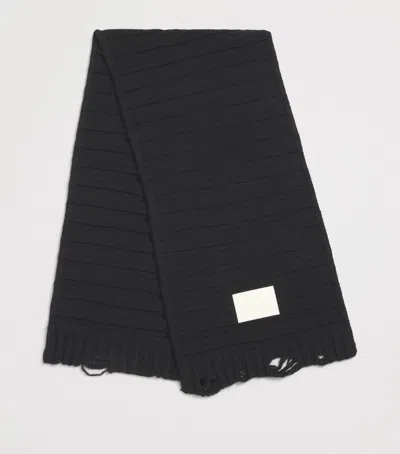 Mm6 Maison Margiela Wool-blend Distressed Scarf In Black