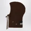 Mm6 Maison Margiela Logo Motif Knitted Balaclava In Brown