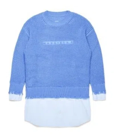Mm6 Maison Margiela Kids' Wool Blend Jumper Dress In Blue