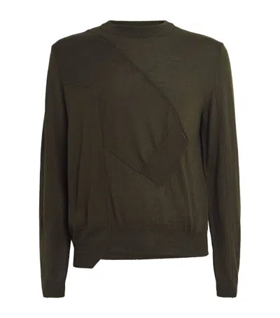 Mm6 Maison Margiela Wool-blend Patchwork Jumper In Green