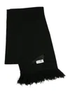 Mm6 Maison Margiela Mm6 By Maison Margiela Black Ribbed Texture Scarf With Fringed Edges In Black