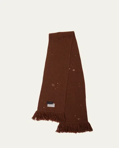 Mm6 Maison Margiela Wool-blend Scarf In Brown