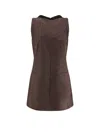 Mm6 Maison Margiela Wool Blend Short Dress In Brown