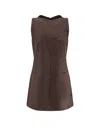 Mm6 Maison Margiela Short Dress In Mixed Wool In Brown