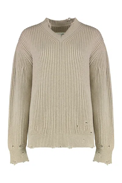 Mm6 Maison Margiela Wool Blend Sweater In Neutral