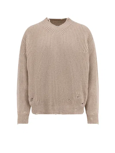 MM6 MAISON MARGIELA WOOL BLEND SWEATER WITH DISTRESSED EFFECT