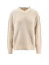 Mm6 Maison Margiela Wool Blend Sweater With Distressed Effect In Neutral