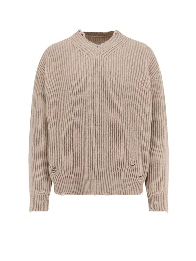 MM6 MAISON MARGIELA WOOL BLEND SWEATER WITH DISTRESSED EFFECT