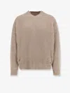 Mm6 Maison Margiela Wool Blend Sweater With Distressed Effect In Neutral
