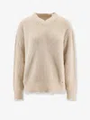 Mm6 Maison Margiela Wool Blend Sweater With Distressed Effect In Neutral