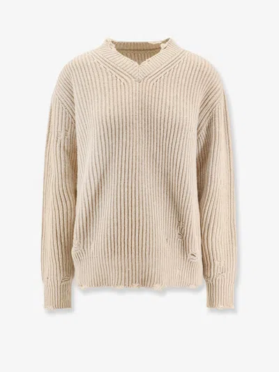 MM6 MAISON MARGIELA WOOL BLEND SWEATER WITH DISTRESSED EFFECT