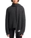 Mm6 Maison Margiela Wool Blend Sweater With Integrated Scarf In Black