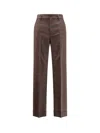Mm6 Maison Margiela Wool Blend Trousers With Raw-cut Edges In Brown