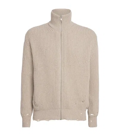 MM6 MAISON MARGIELA WOOL-BLEND ZIP-UP CARDIGAN